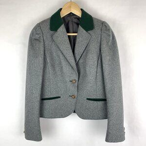 Womens Trachten Blazer Size US 10 EU 40 Wool Jacket Traditional Oktoberfest Gray